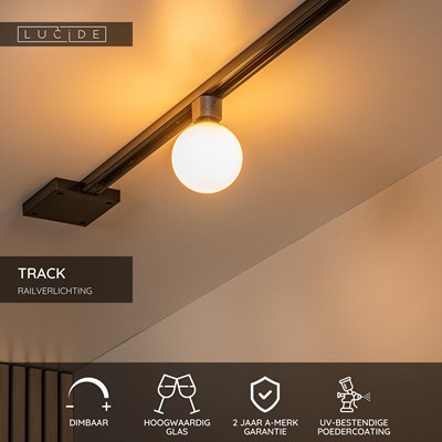 Lucide TRACK TYCHO- Railspot - 1-fase Railsysteem / Railverlichting - 1xG9 - Opaal (Uitbreiding)